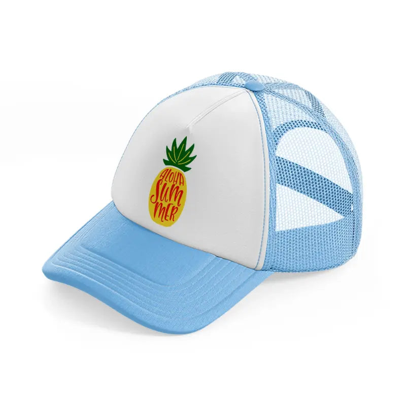 aloha summer pineapple-sky-blue-trucker-hat