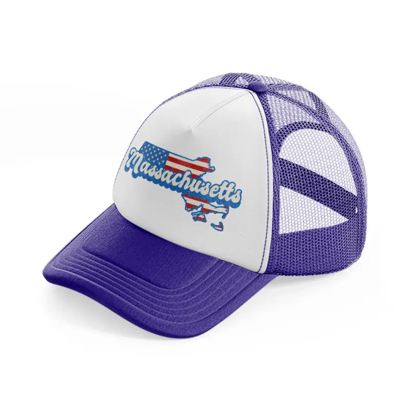 massachusetts flag-purple-trucker-hat