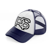 rs navy blue and white trucker hat