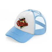 orioles badge sky blue trucker hat