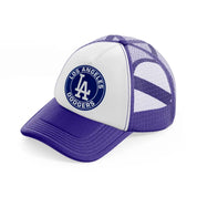 los angeles dodgers badge-purple-trucker-hat