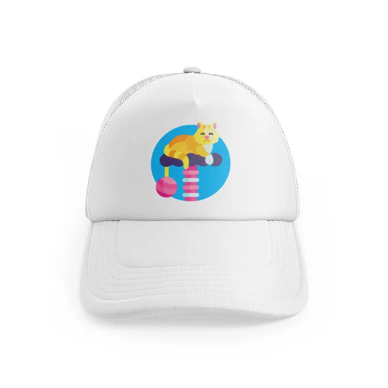 cat white trucker hat