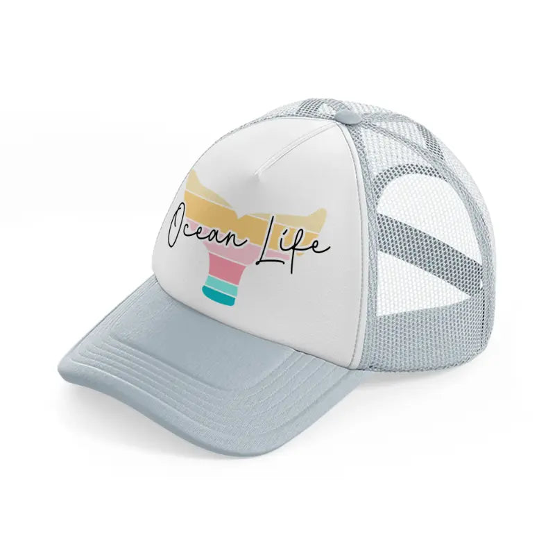 ocean life-grey-trucker-hat