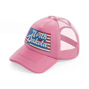 north dakota flag-pink-trucker-hat