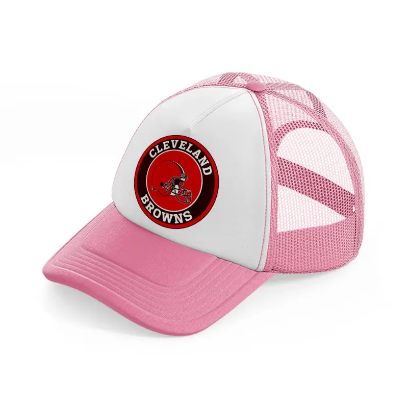 cleveland browns red and brown-pink-and-white-trucker-hat