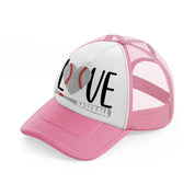 love baseball sticker-pink-and-white-trucker-hat