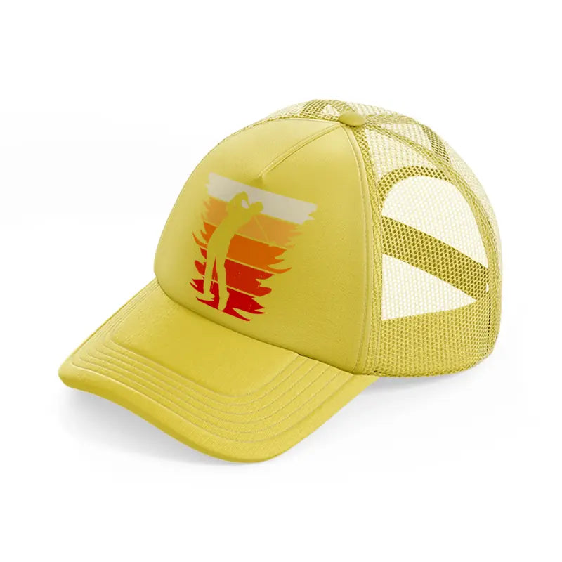 golf player retro gold trucker hat