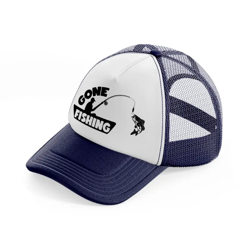 gone fishing boat-navy-blue-and-white-trucker-hat