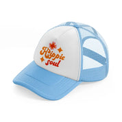 retro positive stickers (9) sky blue trucker hat