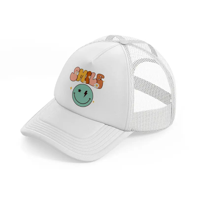 smile white trucker hat