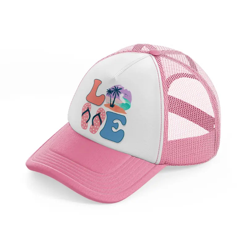 love sublimation-pink-and-white-trucker-hat