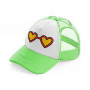 sunglasses lime green trucker hat