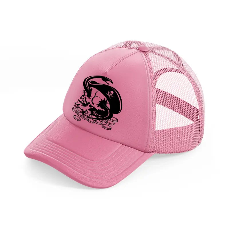 skull & coins pink trucker hat