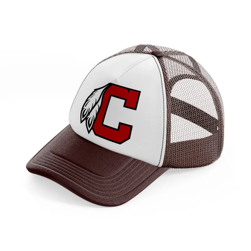 cleveland indians letter brown trucker hat