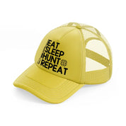 eat sleep hunt repeat target-gold-trucker-hat