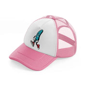 walking surfboard pink and white trucker hat