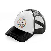 hippiehappy6-black-and-white-trucker-hat