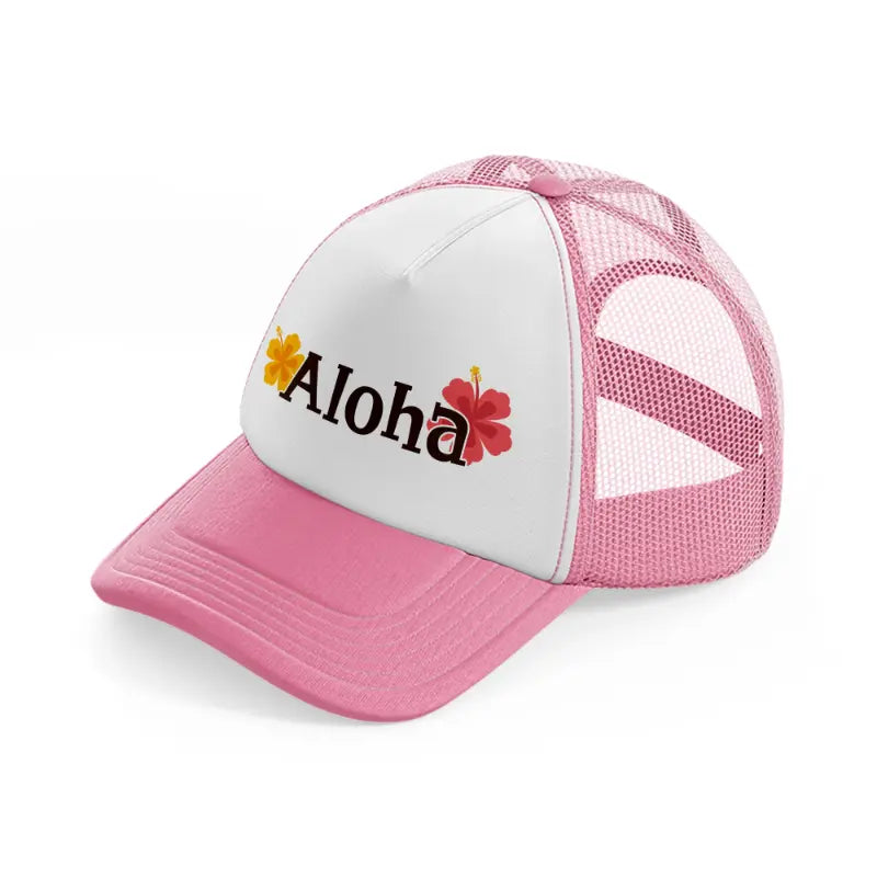 aloha floral-pink-and-white-trucker-hat