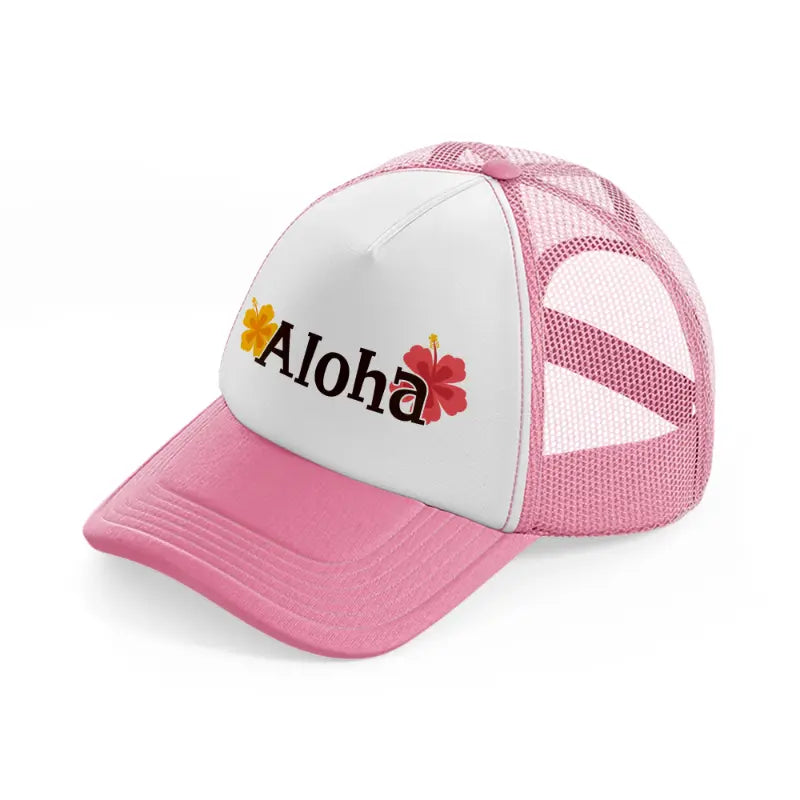 aloha floral pink and white trucker hat