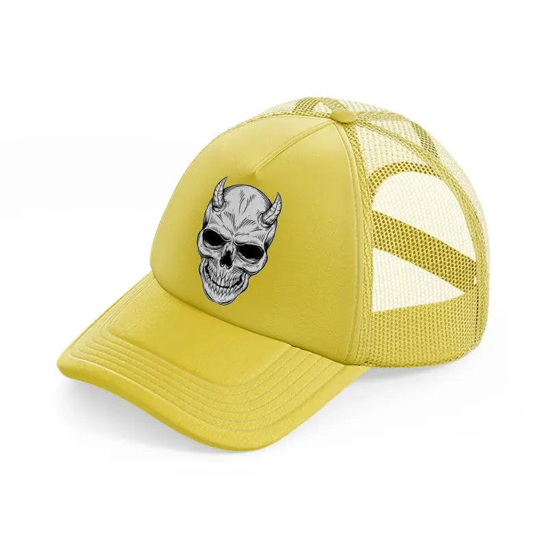 skull demon horn-gold-trucker-hat
