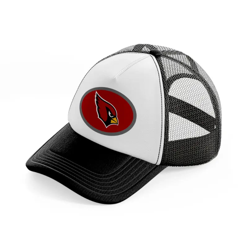 arizona cardinals small logo-black-and-white-trucker-hat