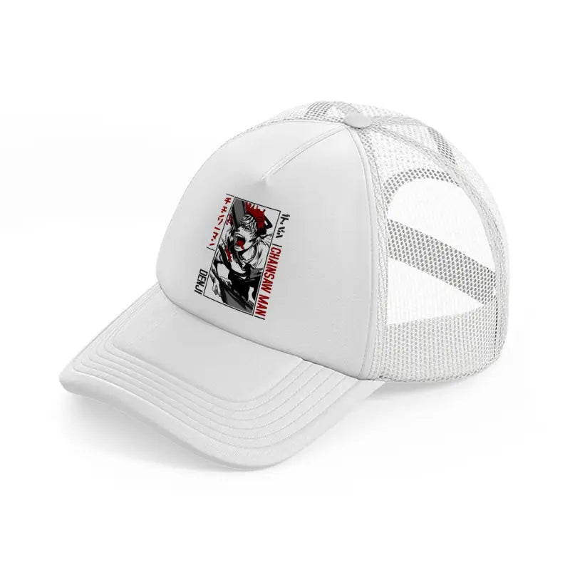 denji chainsawman-white-trucker-hat