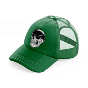 skull gangster with bandana green trucker hat