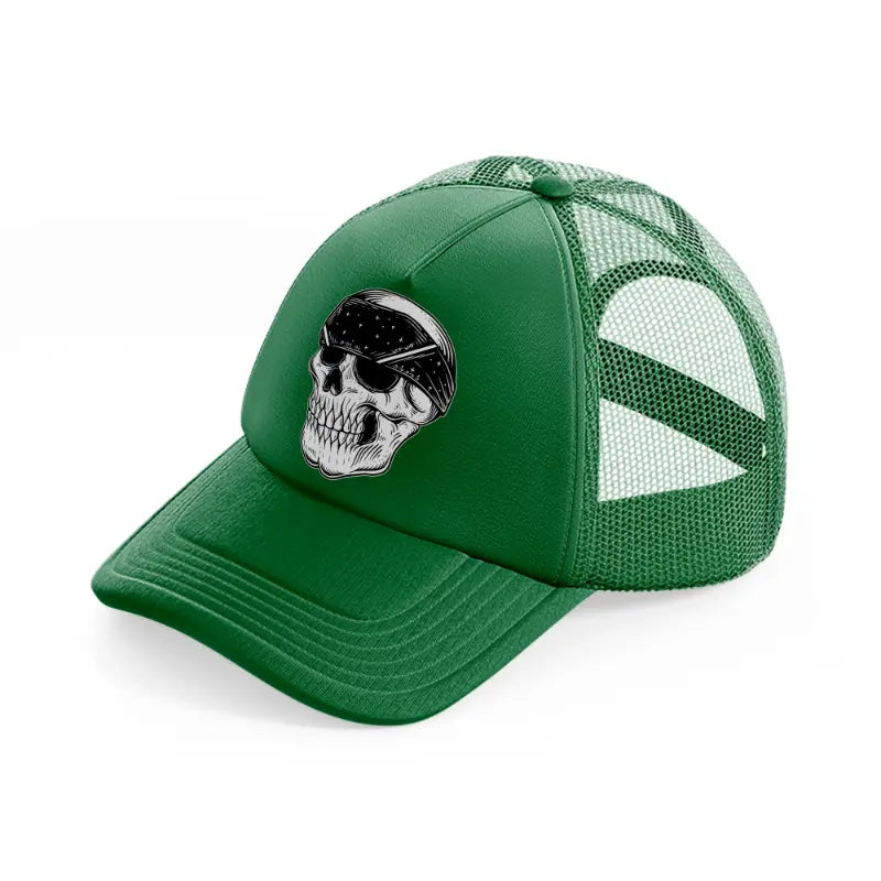skull gangster with bandana-green-trucker-hat