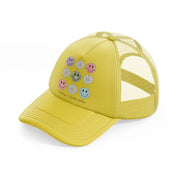 smiley flowers-gold-trucker-hat