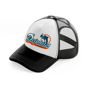 miami dolphins logo-black-and-white-trucker-hat