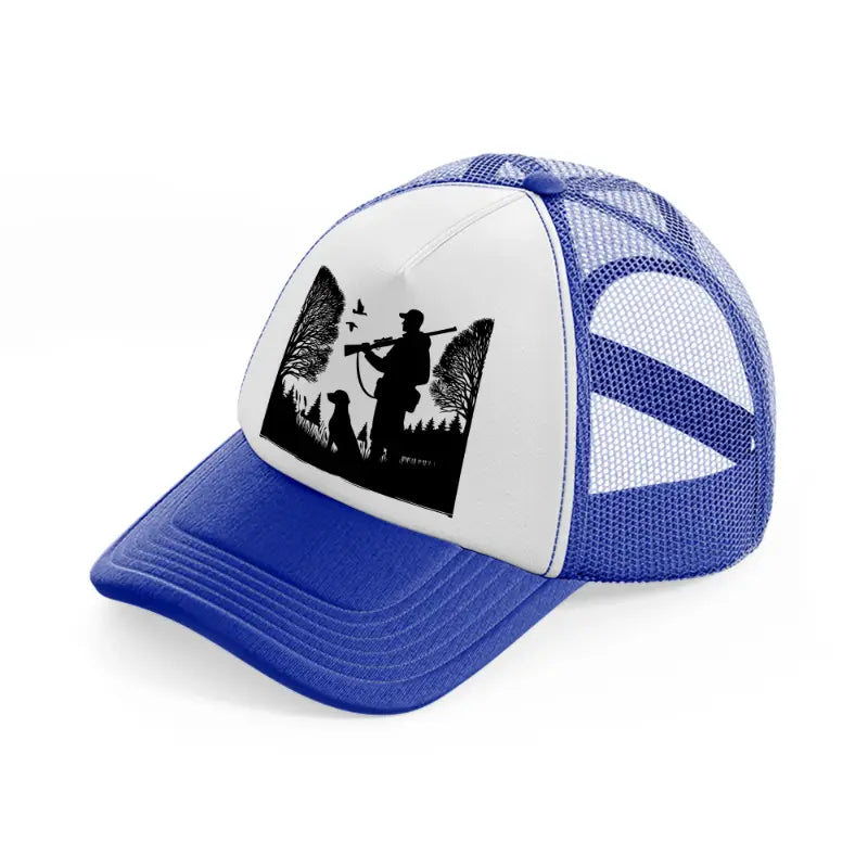 hunter & dog-blue-and-white-trucker-hat