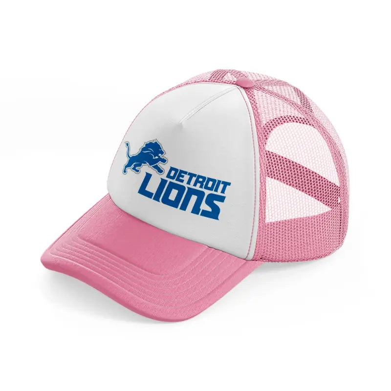 detroit lions shorter logo-pink-and-white-trucker-hat