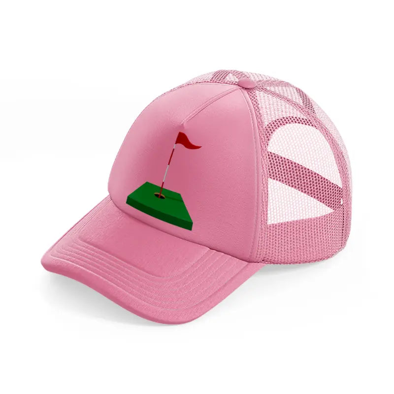 red flag cartoon-pink-trucker-hat