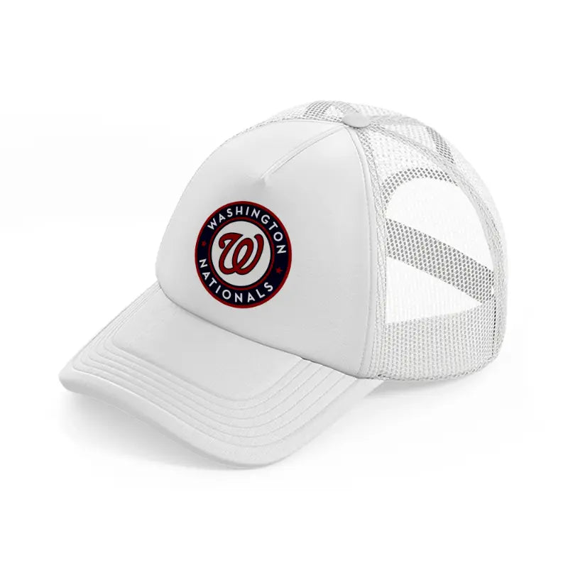 washington nationals red badge white trucker hat