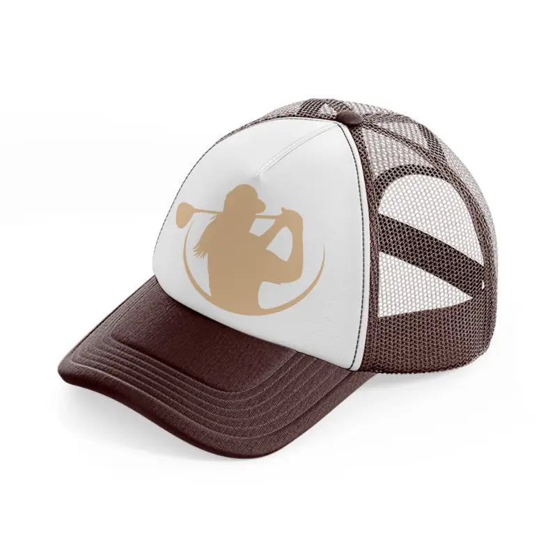 golf woman-brown-trucker-hat