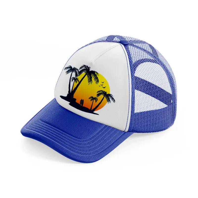 beach blue and white trucker hat