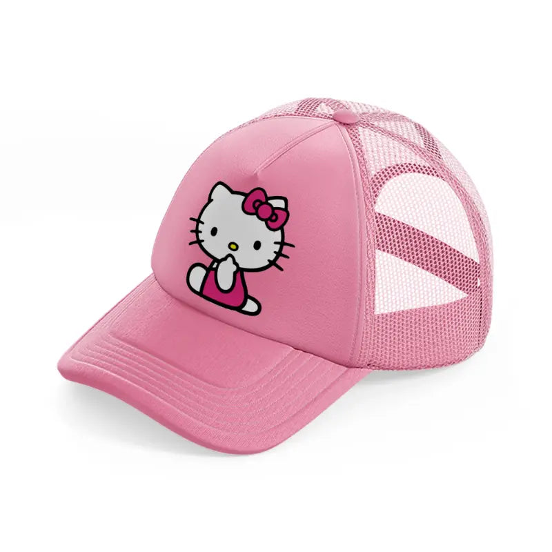 hello kitty curious pink trucker hat