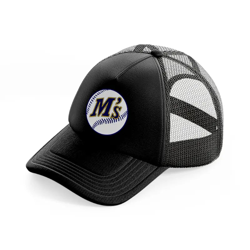 seattle mariners ball-black-trucker-hat