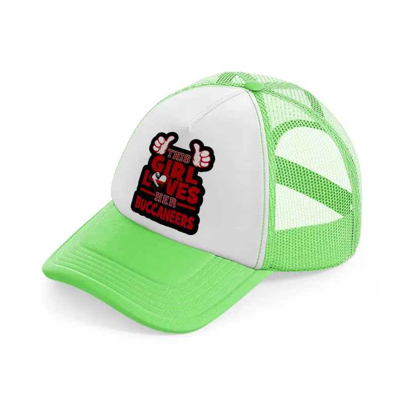 this girl loves her buccaneers-lime-green-trucker-hat