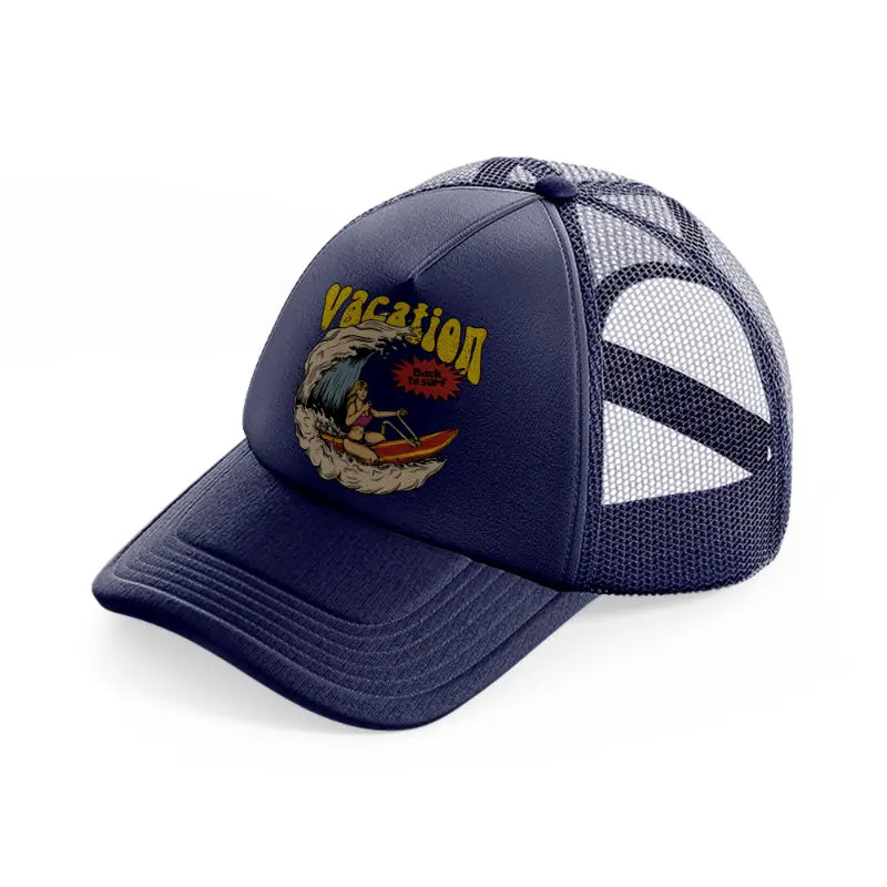 vacation back to surf girl-navy-blue-trucker-hat