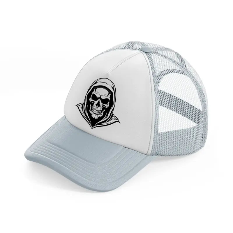 hoodied skull-grey-trucker-hat