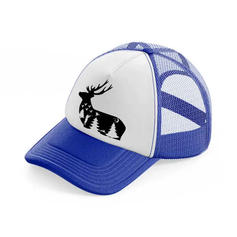 hunting symbol-blue-and-white-trucker-hat