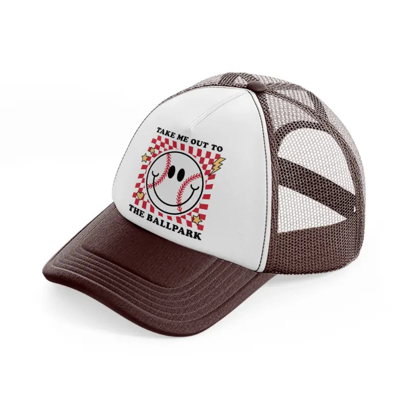 take me out to the ballpark-brown-trucker-hat