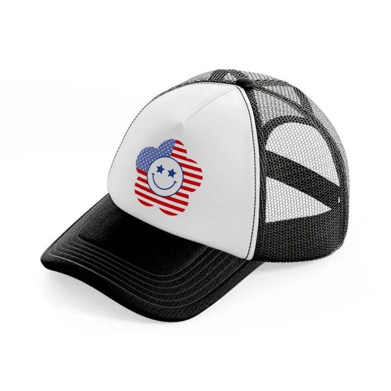 smiley usa-black-and-white-trucker-hat