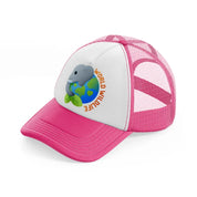 world wildlife day neon pink trucker hat