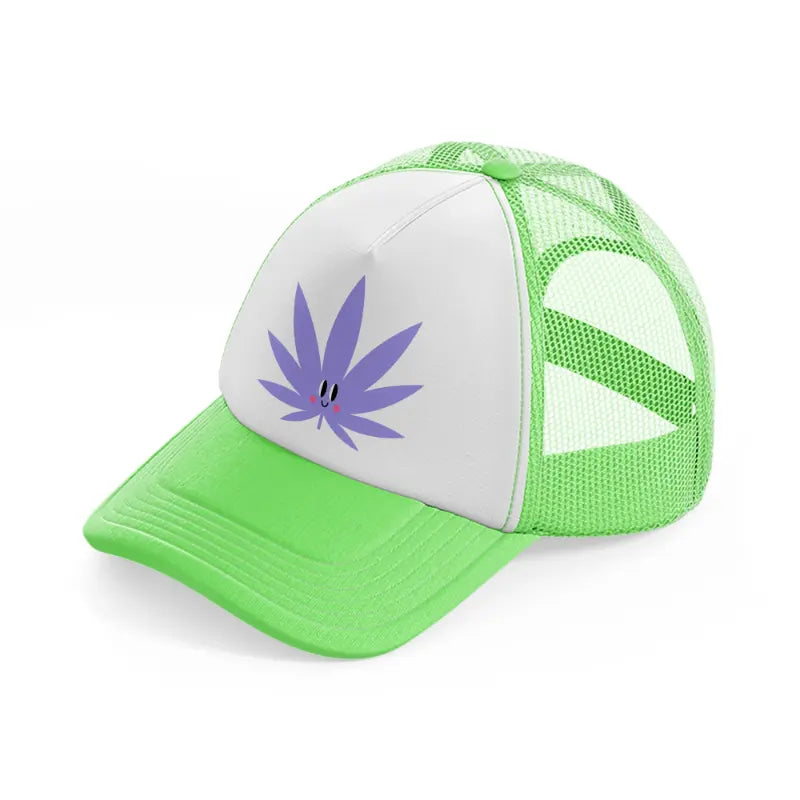 purple leaf-lime-green-trucker-hat