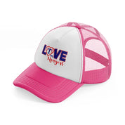 love my t rangers-neon-pink-trucker-hat