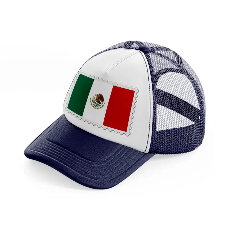 mexico stamp-navy-blue-and-white-trucker-hat