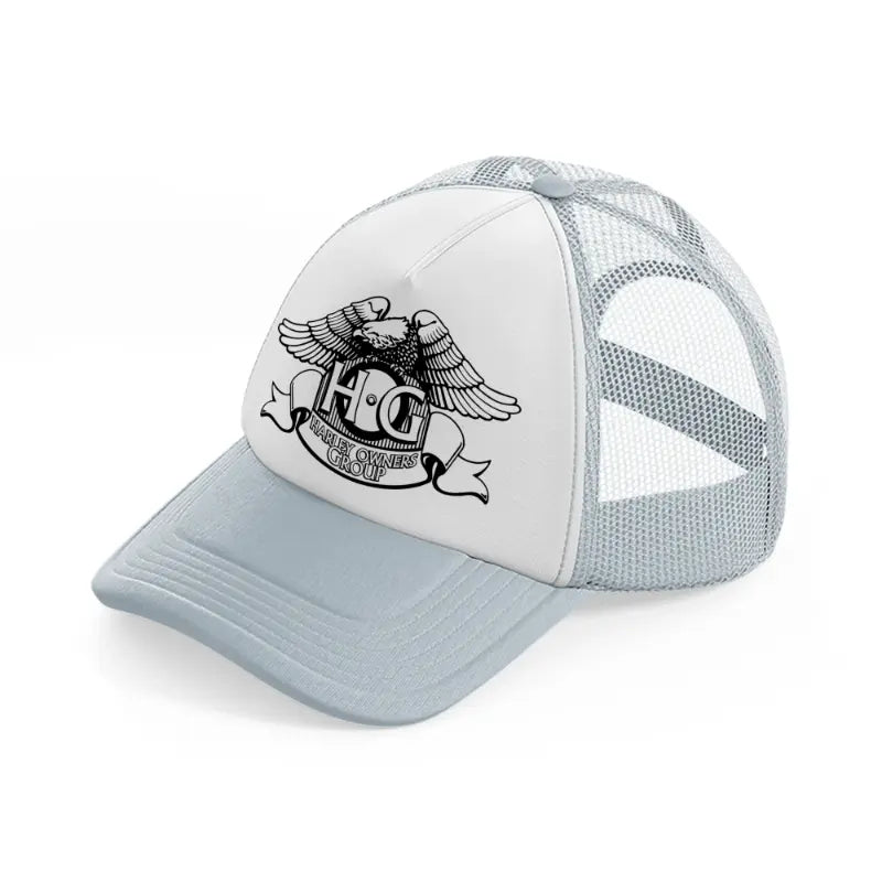 h.g harley owners group grey trucker hat