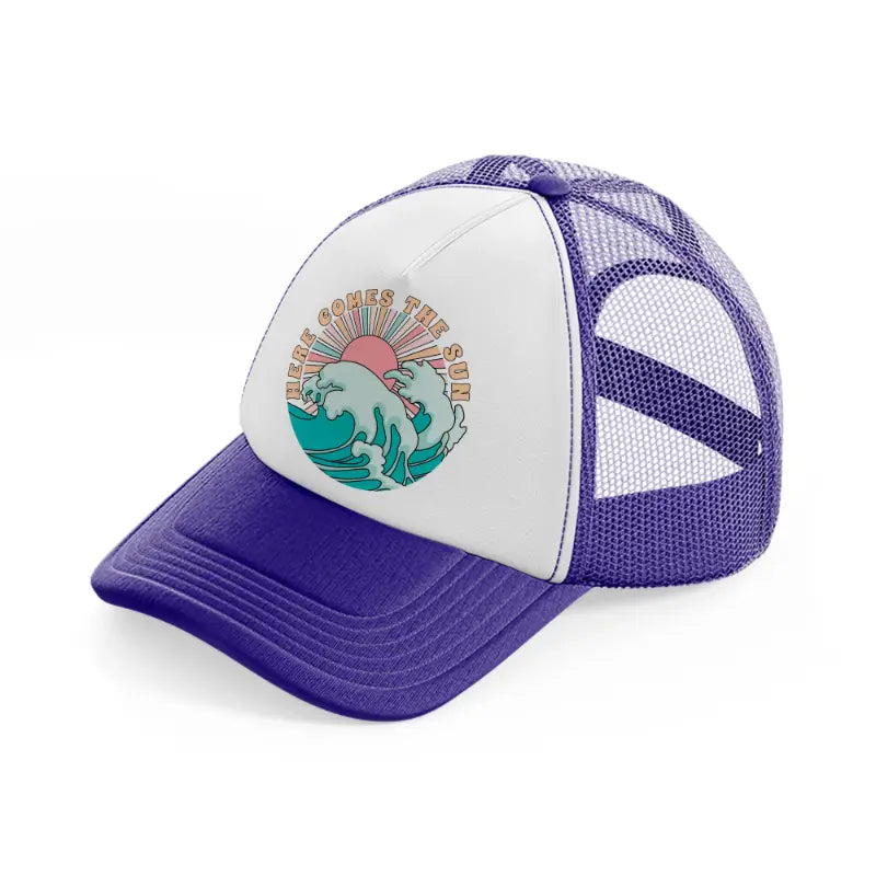 here comes the sun-purple-trucker-hat